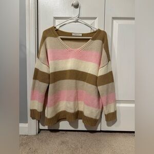 Pink and Tan Sweater